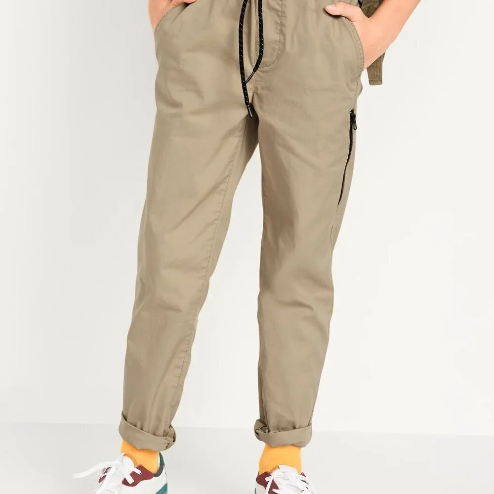 Old Navy Boys Size 10-12 Tech Pants - Light beige - Built-In Flex, Tapered Fit